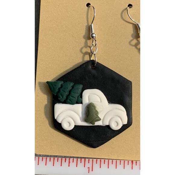 Handmade Christmas Tree Farm Pick-up Earrings - Polymer Clay - Picture 4 of 5
